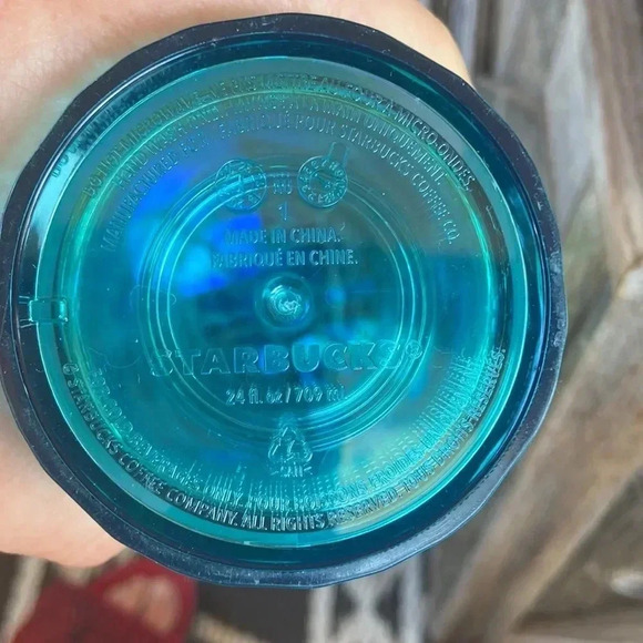 Starbucks Venti Cold Cup  Tumbler | Translucent Teal Kaleidoscope 2021 - Picture 3 of 6